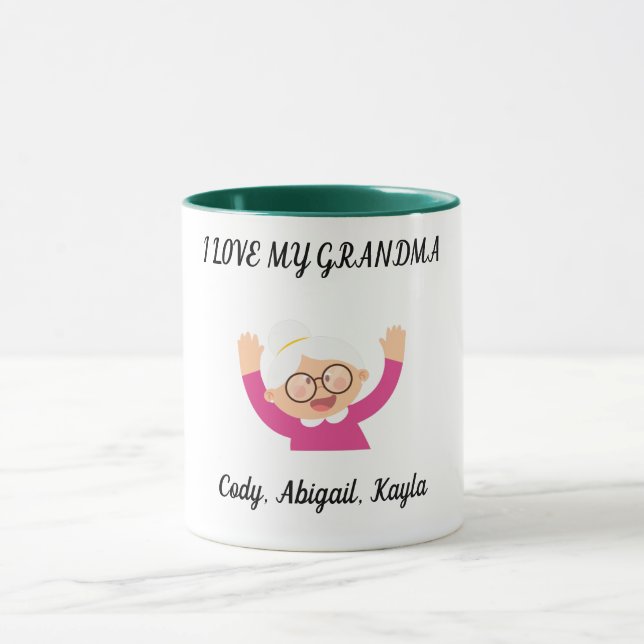 "I Love My Grandma" deux tasses de café toniques.  (Centre)