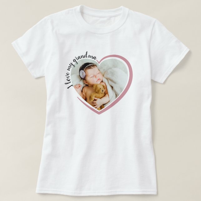I Love My Grandma Heart Photo T-Shirt (Design Front)