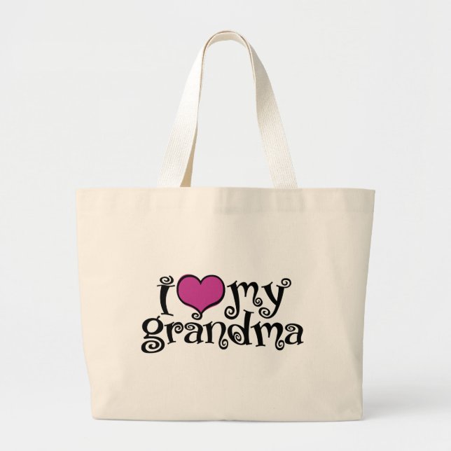 I Love My Grandma Large Tote Bag (Front)