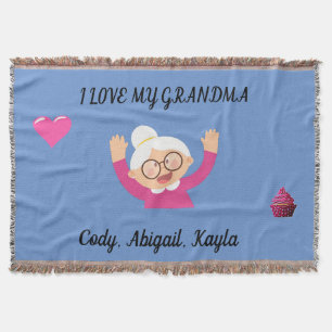 "I Love My Grandma" throw blanket with kids names.
