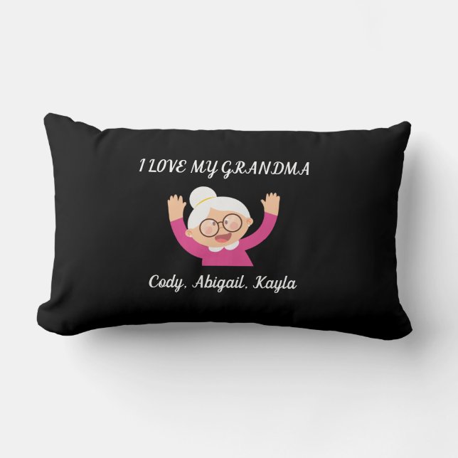 "I Love My Grandma" throw pillow with kids names. (Front)