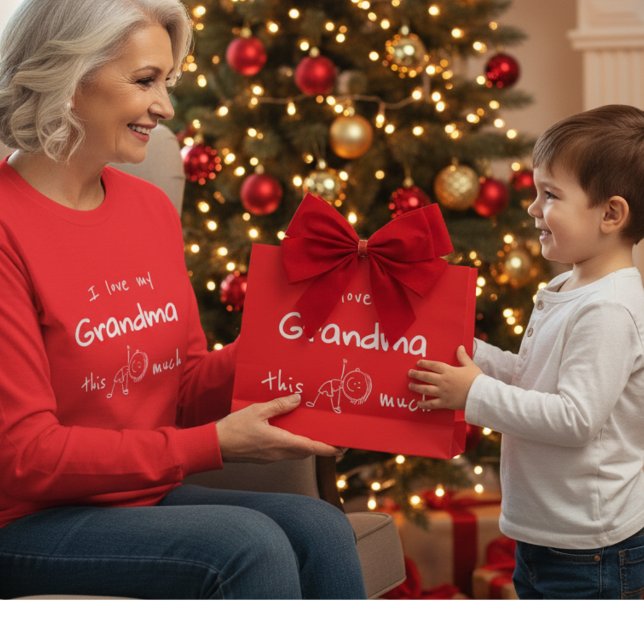 I Love my Grandma Typography Named Graphic Red Large Gift Bag (Creator Uploaded)