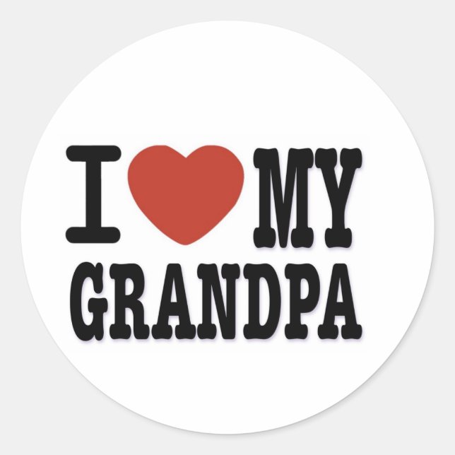 I LOVE MY GRANDPA CLASSIC ROUND STICKER (Front)