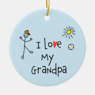 I Love My Grandpa Photo Ceramic Ornament