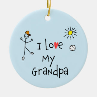 I Love My Grandpa Photo Ceramic Ornament