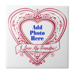 I Love My Grandpa! Photo Red Hearts Tile