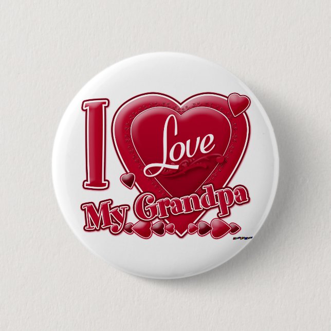 I Love My Grandpa red - heart 2 Inch Round Button (Front)