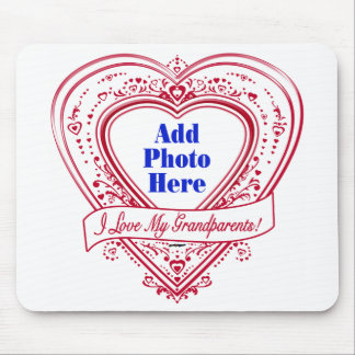 I Love My Grandparents! Photo Red Hearts Mouse Pad