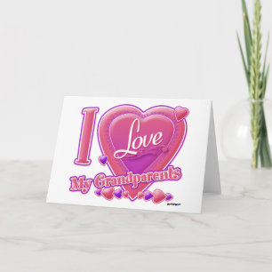 I Love My Grandparents pink/purple - heart Holiday Card