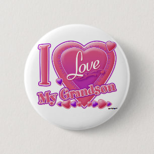 I Love My Grandson pink/purple - heart 2 Inch Round Button