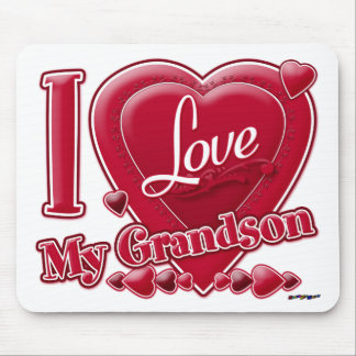 I Love My Grandson red - heart Mouse Pad