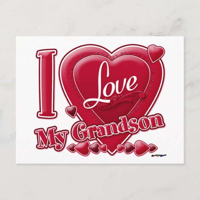 I Love My Grandson red - heart Postcard (Front)