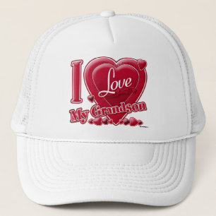 I Love My Grandson red - heart Trucker Hat