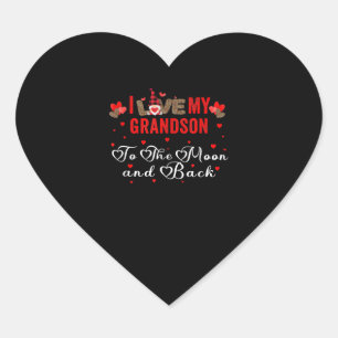 I Love My Grandson To The Moon And Back Heart Sticker