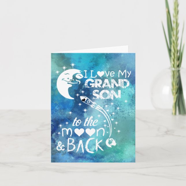 I love my grandson to the moon & back holiday card (Front)