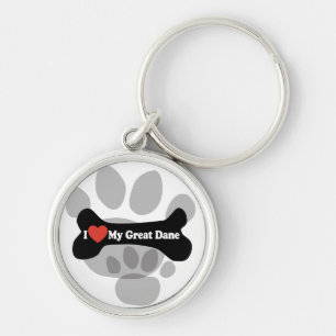 I Love My Great Dane - Dog Bone Keychain