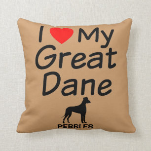 I Love My Great Dane Throw Pillow