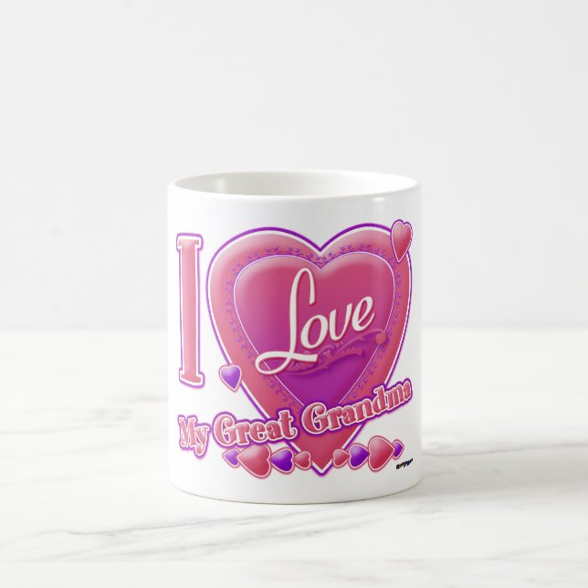 I Love My Great Grandma pink/purple - heart Coffee Mug (Center)