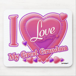 I Love My Great Grandma pink/purple - heart Mouse Pad
