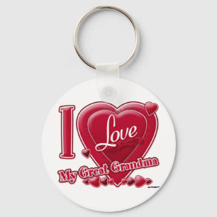 I Love My Great Grandma red - heart Keychain