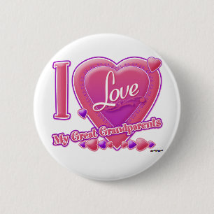 I Love My Great Grandparents pink/purple - heart 2 Inch Round Button