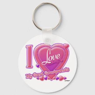 I Love My Great Grandparents pink/purple - heart Keychain