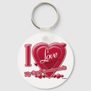 I Love My Great Grandparents red - heart Keychain