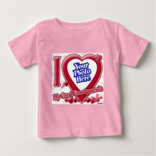 I Love My Great Grandparents red heart - photo Baby T-Shirt