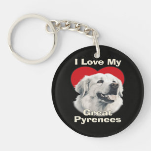 I love My Great Pyrenees Dog Keychain