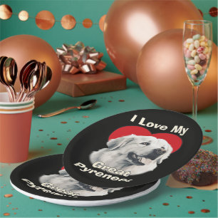 I love My Great Pyrenees Dog Paper Plate