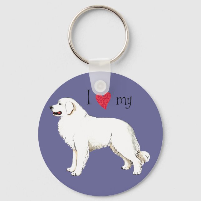 I Love my Great Pyrenees Keychain (Front)