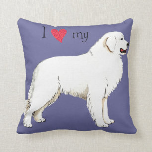 I Love my Great Pyrenees Throw Pillow