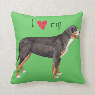 I Love my Greater Swiss Mountain Dog Throw Pillow