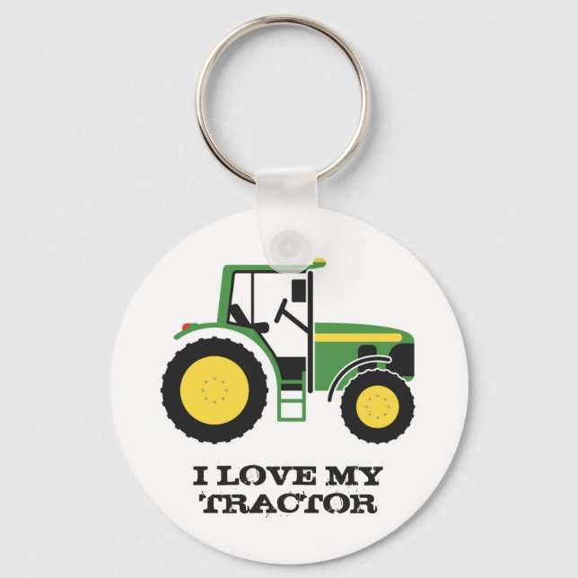 I Love My Green Tractor Key Ring (Front)
