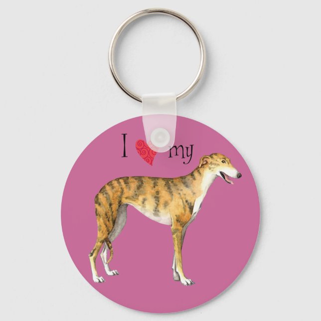 I Love my Greyhound Keychain (Front)