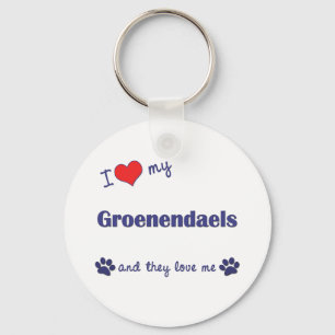 I Love My Groenendaels (Multiple Dogs) Keychain