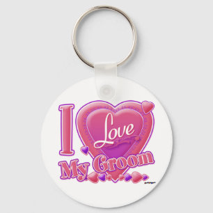 I Love My Groom pink/purple - heart Keychain
