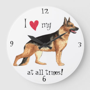 I Love my GSD Large Clock