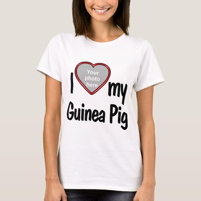 I Love My Guinea Pig - Cute Red Heart Photo Frame T-Shirt (Front)