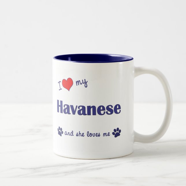 I Love My Havanese (Female Dog) Two-Tone Coffee Mug (Right)