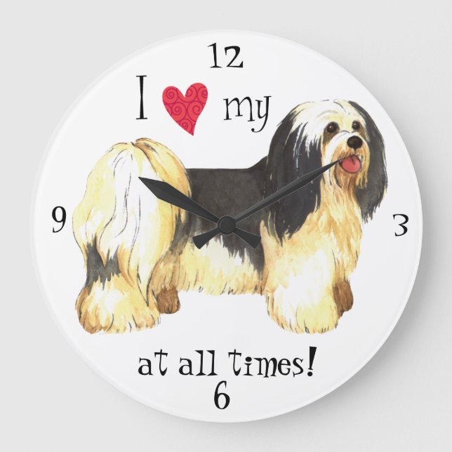 I Love my Havanese Large Clock (Front)