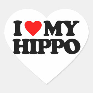 I LOVE MY HIPPO HEART STICKER