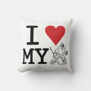 I Love My Hockey Goalie Customizable Pillow