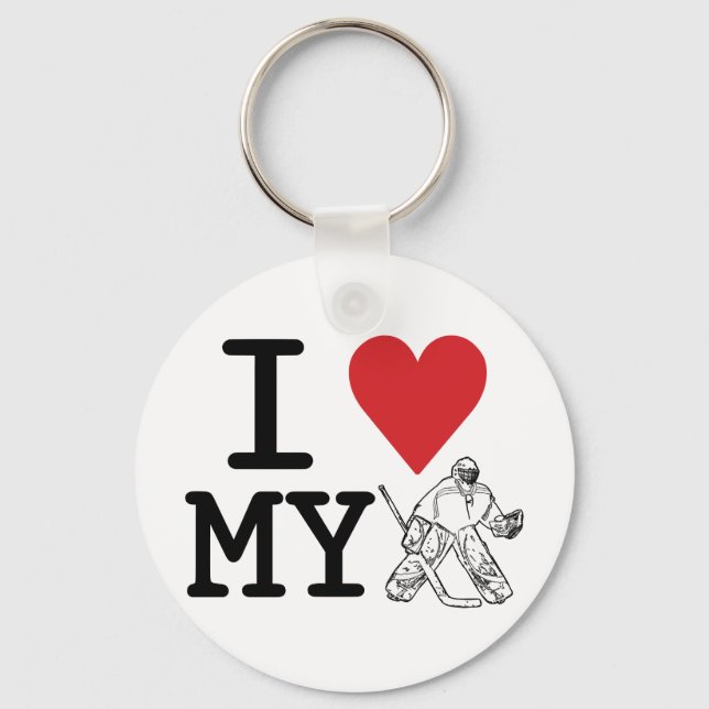I Love My Hockey Goalie Keychain (Front)