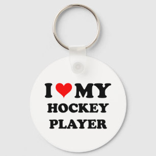 I Love My Hockey Player Keychain