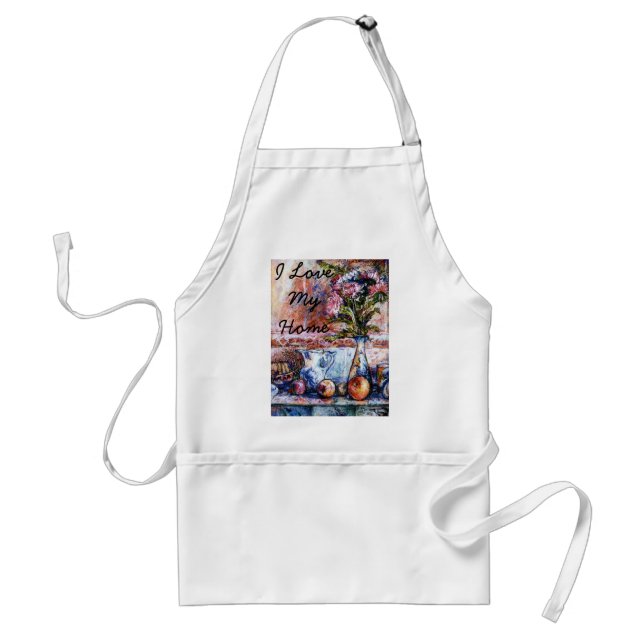 I Love My Home apron with Asters & Fruits (Front)