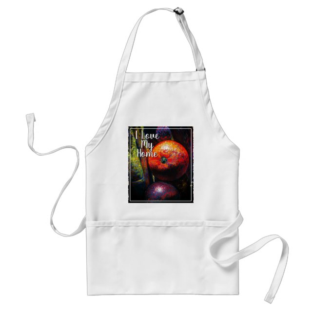 I Love My Home apron with Fruits, orange, plum (Front)