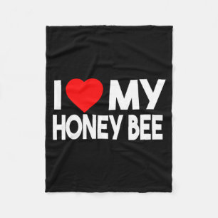 I Love My Honey Bee Shirt, Funny Animal Couple Mat Fleece Blanket