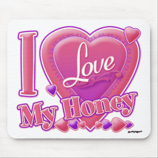 I Love My Honey pink/purple - heart Mouse Pad
