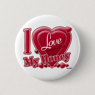 I Love My Honey red - heart 2 Inch Round Button